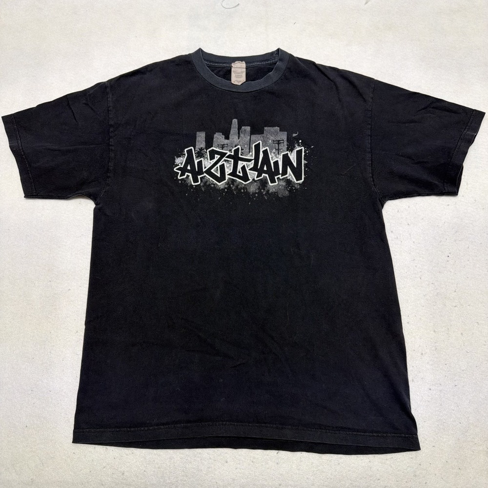 Y2K Aztlan Graphic T-Shirt Black Chicano Streetwear Aztec Urban Tee Size XL